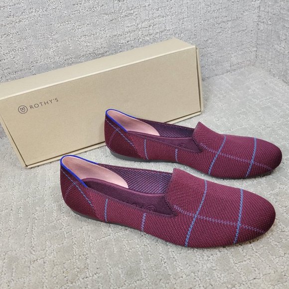 ROTHY'S The Loafer Women's Size US 11 Burgundy Grid Slip On Flat Shoes - Picture 7 of 10